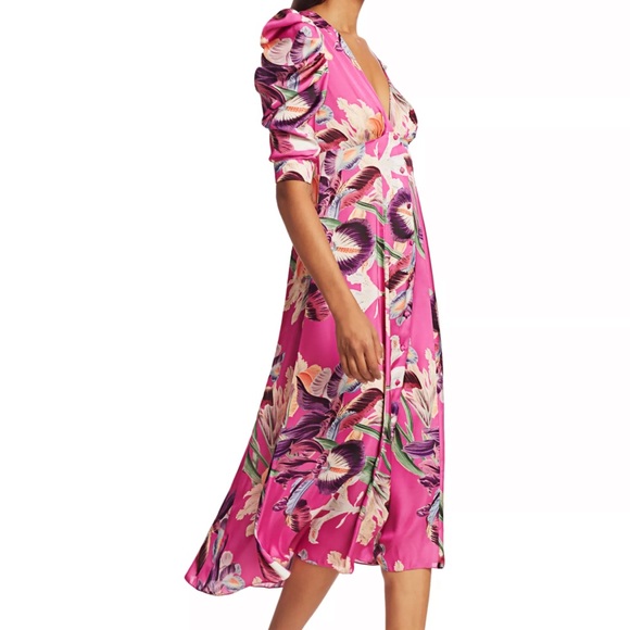 Grace Floral Puff-Sleeve Midi Dress - Picture 5 of 5